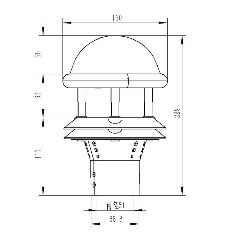 光学雨量传感器产品尺寸图